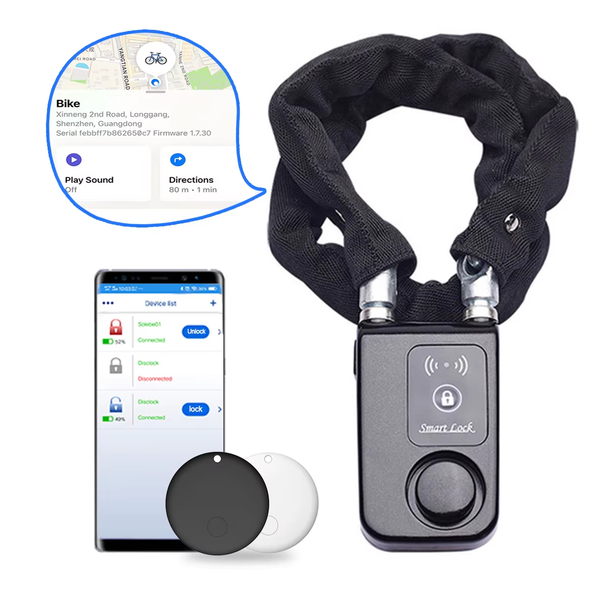 Chain Lock Combination - Candado de Cadena para Bicicleta con